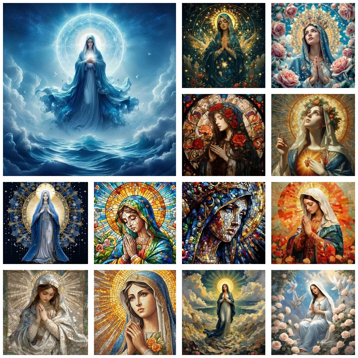 

Дева Мария DIY цифровая картина маслом семья друзья вечеринка ручная роспись украшение дома стены подарок простая ручная работа без рамки