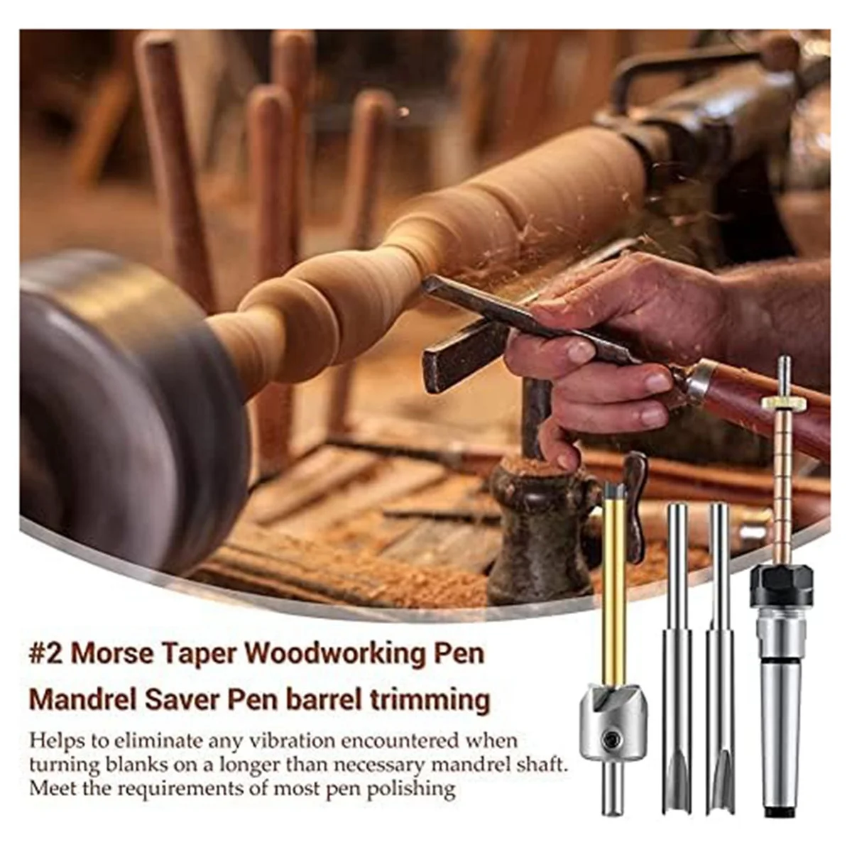 Pen Making Kit Pen Shaft and Pen Holder Trimming Set Wood Turning Mandrel for Making Pen Woodworking Lathe Accessories A