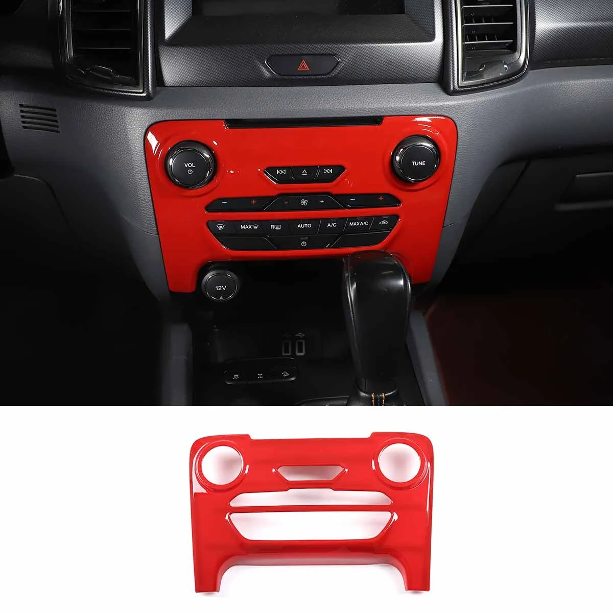 

ABS Carbon Car Center Console Button Panel Frame Cover For Ford Ranger Everest Endeavour 2015-2022 Air Condition Switch Trim