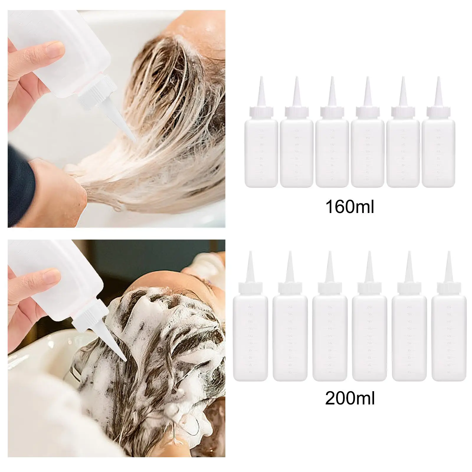 6Pcs Salon Hair Oil Applicators Shampoo Bottles Multipurpose Easy to Use Bath