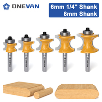 ONEVAN 6/8/6.35 Half Round (Bull Nose) Router Bits Set with Bearing, Bullnose Concave Radius Milling Cutter for Wood Woodworking
