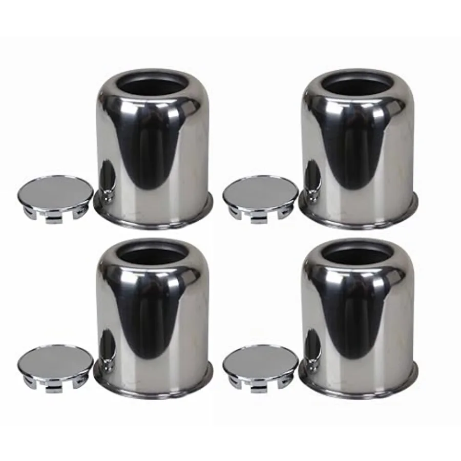 

Trailer Wheel Center Caps 3.19" Stainless Steel Push Through Easy Lub Style Set 4