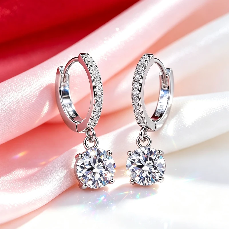 D-Farbe Moissanit 1CT Tropfenohrringe mit GRA-Zertifikat für Damen, S925 Sterling Silber, funkelnder Luxus-Schmuck für Hochzeiten und Partys – Detail 3