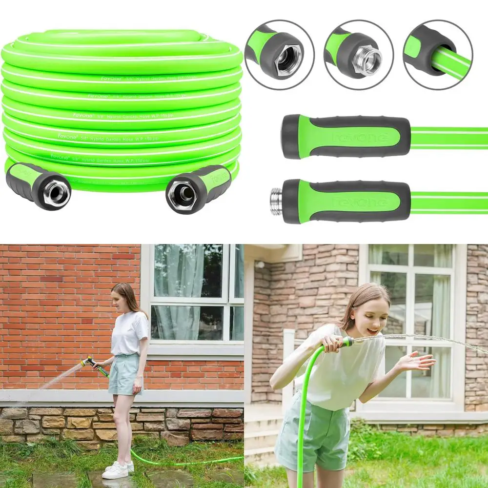 

Садовый шланг Fevone 105 футов x 5/8 для тяжелых условий эксплуатации, безопасный для питьевой воды, гибридный полимерный шланг для воды без ударов, легкий вес