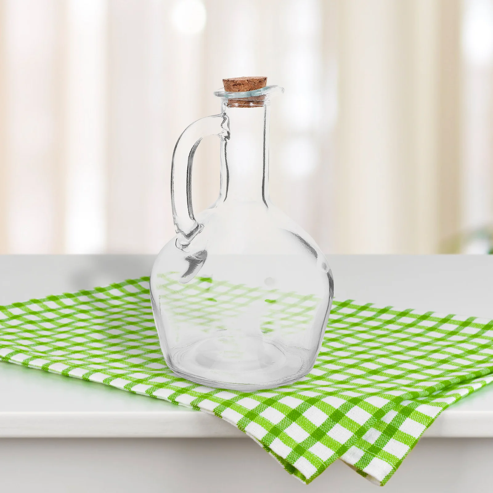 

Glass Oil Bottle Transparent Seasoning Dispenser Vinegar Container Kitchen Sauce Holder with Precise Spout and Handle