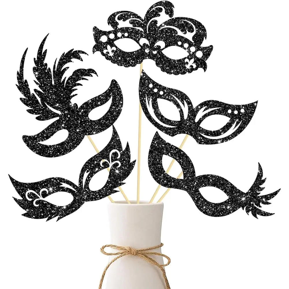 

Umoni Маскарадная маска для вечеринки, центральные палочки, 12 шт., Венецианская маска, украшения для вечеринки, маска для девичника, настольные топперы, маскарад