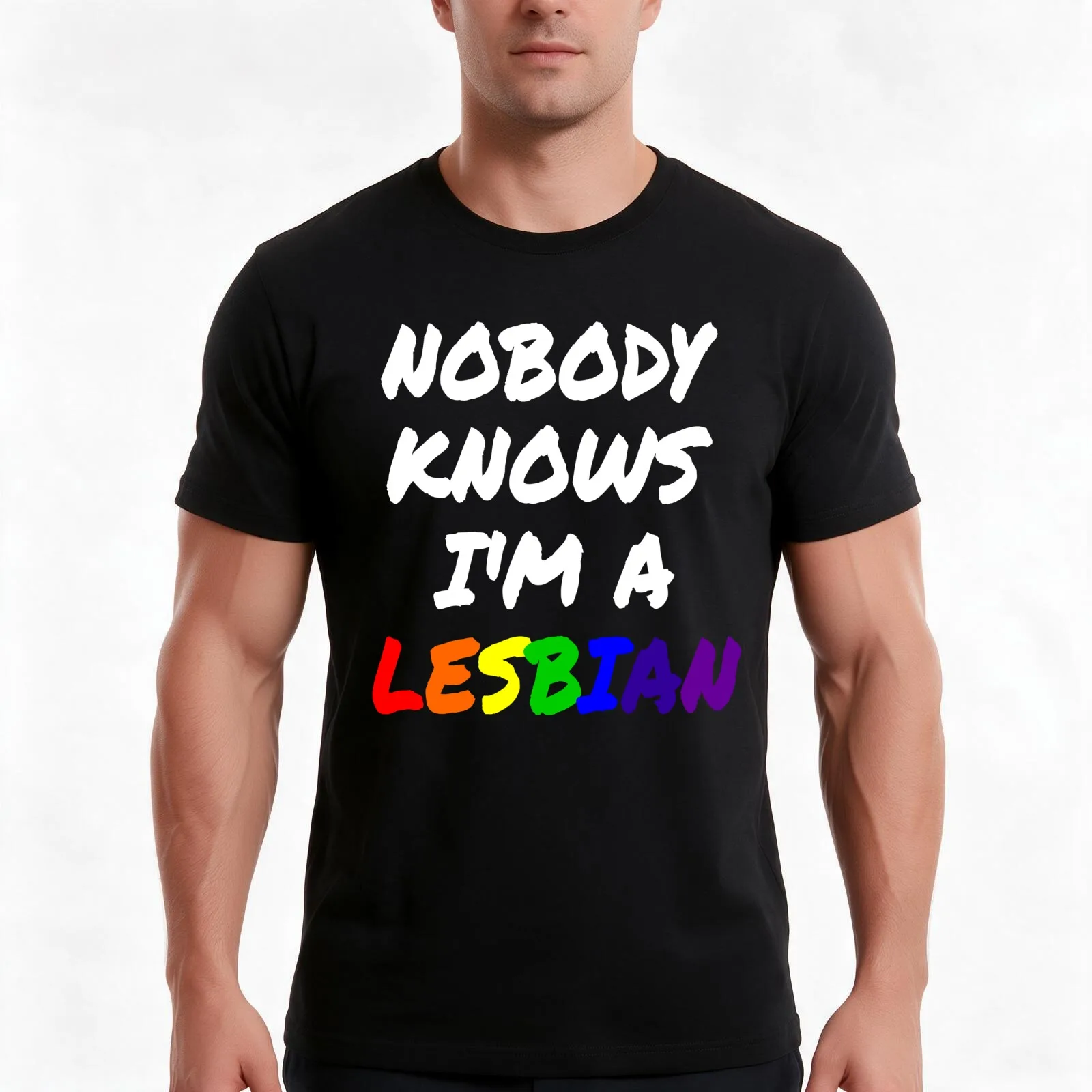 Nobody Knows I'm A Lesbian T-Shirt Summer Casual Cotton Tee Oversized Streetwear Tops Vintage Graphic Print Unisex Men Women