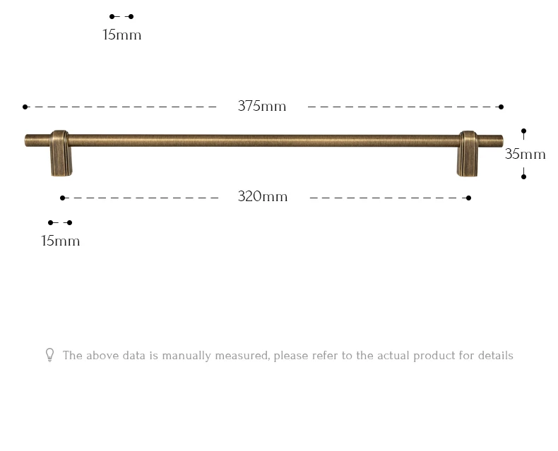 Antique brushed brass wardrobe pull and cabinet knob — supplier illustration 27