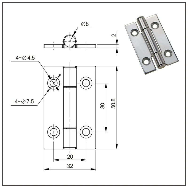 Stainless Steel Industrial Mechanical Equipment Box Bearing Hinge High And Low Pressure Cabinet Hinge