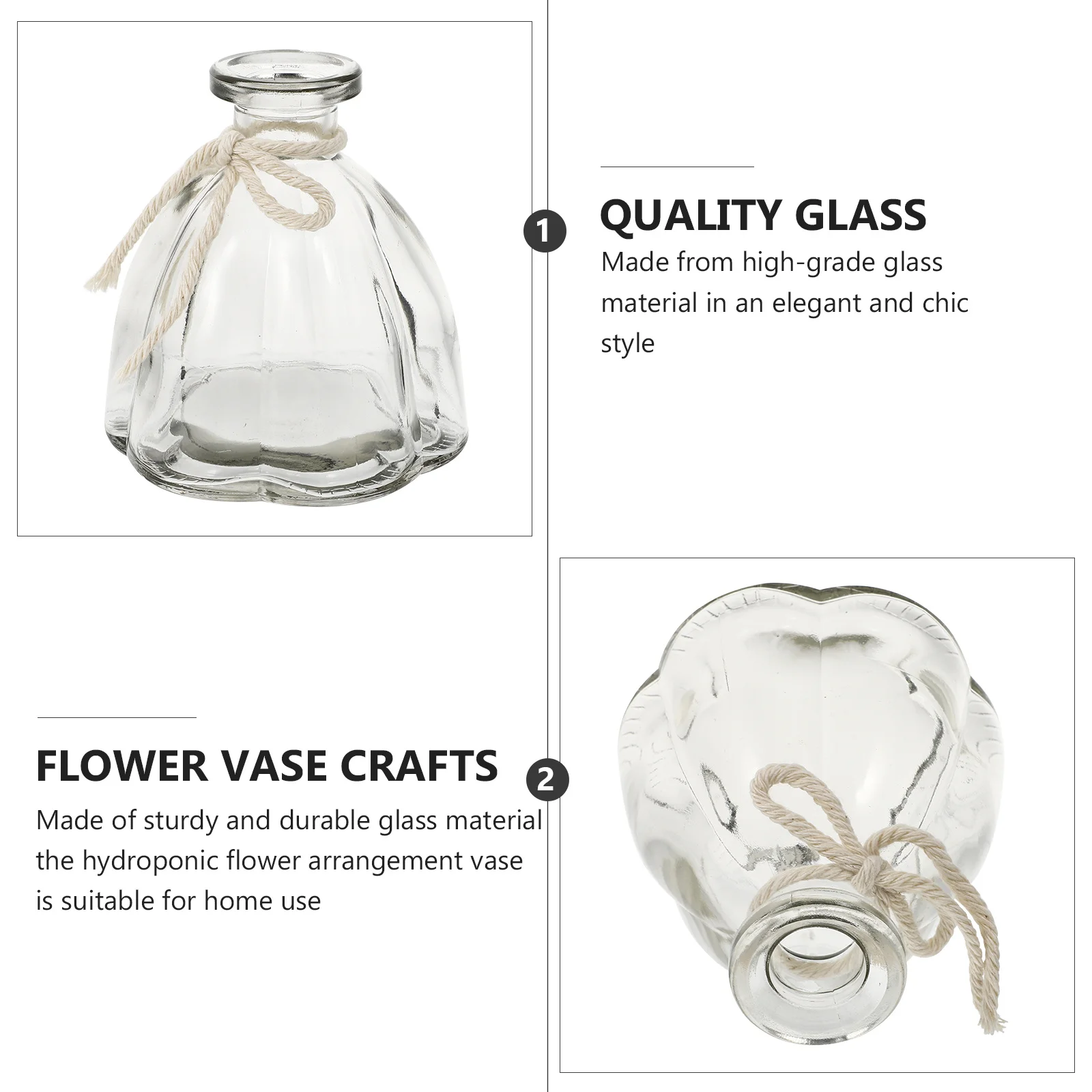 

3Pcs Hydroponic Glass Flower Vase Transparent Decorative Arrangement Container Home Office Floral Ornament Vase