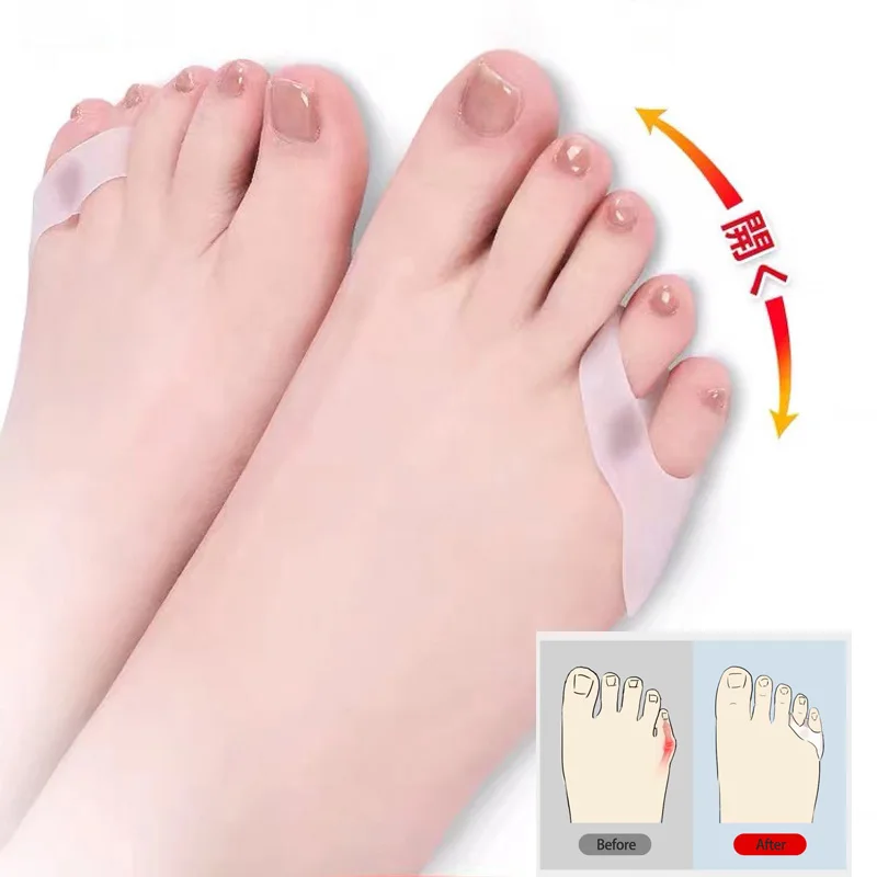 1 Pair Silicone Gel Foot Fingers Two Hole Toe Separator Thumb Valgus Protector Bunion Adjuster Bunionette Pads