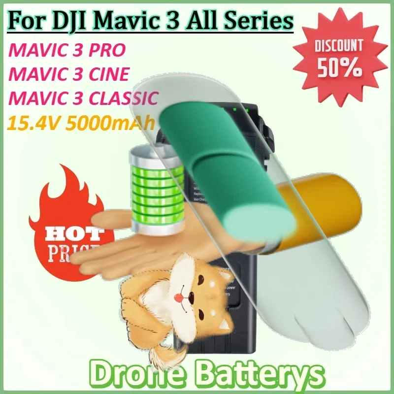 

15.4V 5000mAh for DJI Mavic 3 Intelligent Battery Mavic 3/Pro/Classic/Cine Drone UAV Accessories Flight Time 46 Minutes