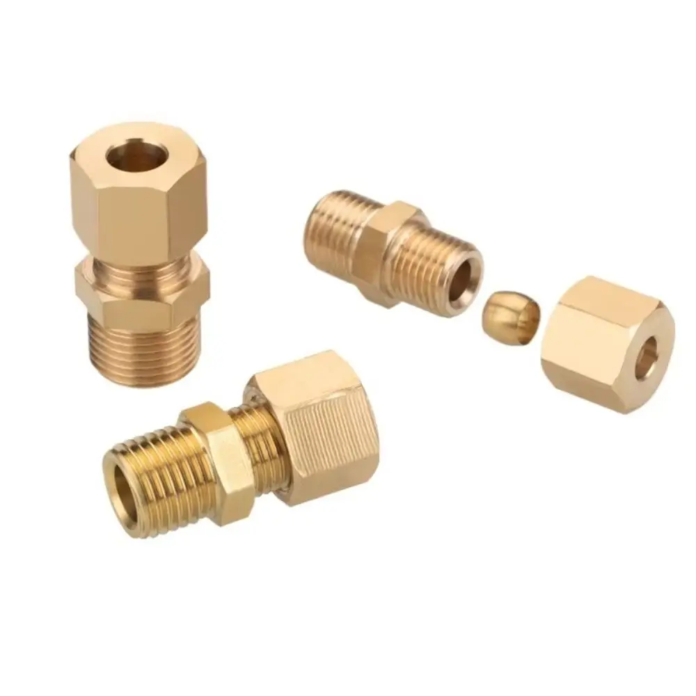 Connector Brass Brass Compression Fitting Straight Multiple Sizes Tube Fitting Connector Straight Coupling