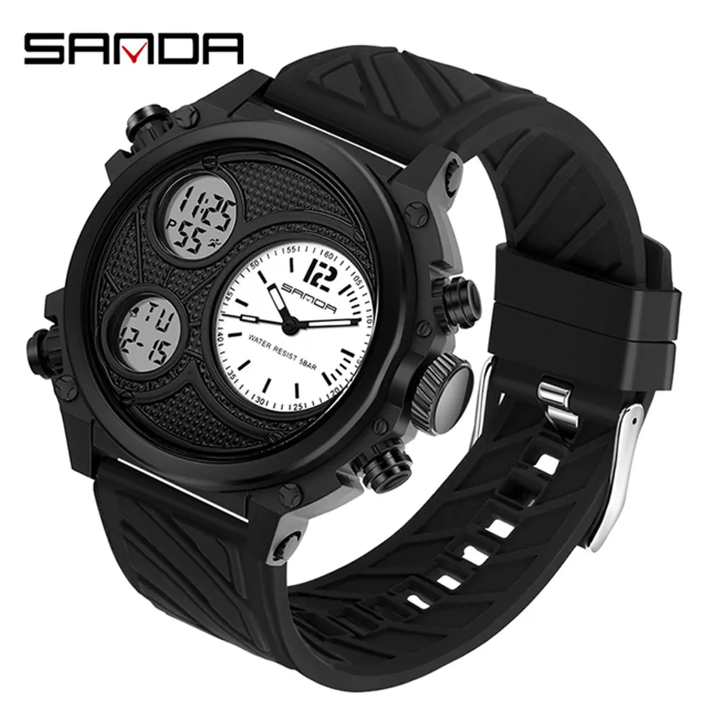 SANDA 2025 Fashion Outdoor Mens Watches Top Brand Military Sports Quartz Watch Bright Screen Display Wristwatch Waterproof Clock