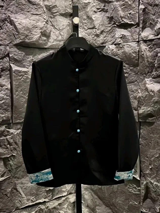 

New Men's Casual Tang Suit irt Sli Personali Lightweight Luxury Versatile High-End Feeling Spring Autumn Seasonal Wear