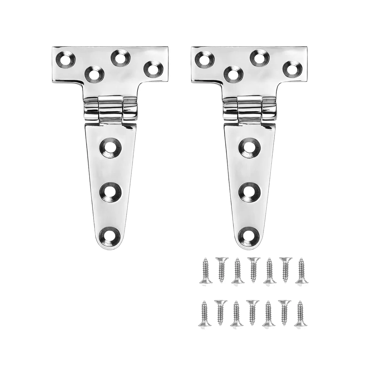 Marine Grade T Hinges, Boat Hinges, 6 Inch x 3 Inches, No Noise, Heavy Duty 316 Stainless Steel with Screws (2 PCS)