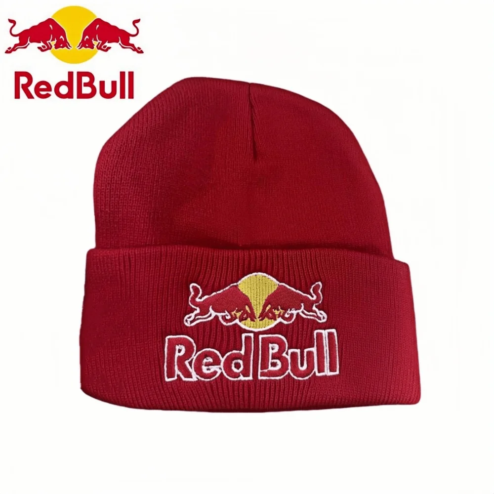 Gorro de punto bordado Red Bull para otoño e invierno para hombres y mujeres, adecuado para sombreros de moda para interiores y exteriores