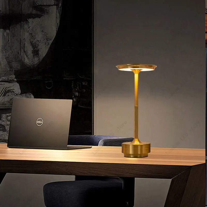 I-shaped LED Metal Table Lamp USB Rechargeable Touch Sensing Tricolored Desk Lamp Portable Dimmable Reading Lamp Camping Light