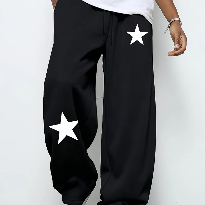 

American Street Men's Four Seasons Star Printed Casual Straight Leg Pants Autumn/Winter New Men's Casual Sports Jogging Pants