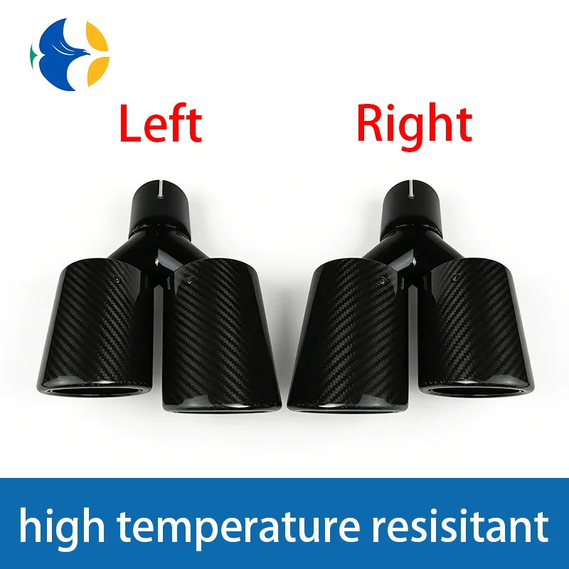 1 Pcs AK LogoUniversal Car Carbon Fibre Tail Throat Length Black Y-Shaped Double Out Twill Glossy Exhaust Muffler Tip