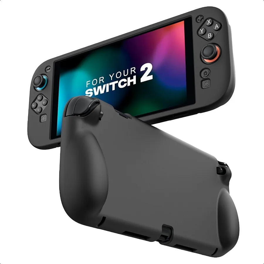 

Silicone Protective Case for Switch 2 2025 Black Soft Grip Ergonomic ShockAbsorption AntiScratch Protection Compatible with Sw