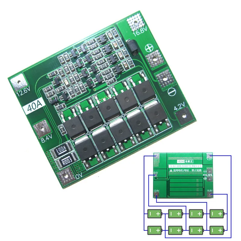 B04C-4S 40A 18650 Li-Ion Lithium Battery Charger PCB Board BMS Protection Module for Drill Motor 14.8V 16.8V Lipo Cell Module