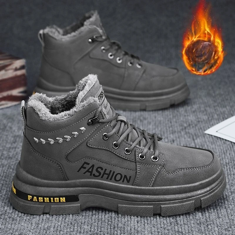 Stivali da neve da uomo alti addensati Stivali invernali in peluche caldi Stivaletti in cotone resistenti al freddo impermeabili antiscivolo Botas Para Hombre