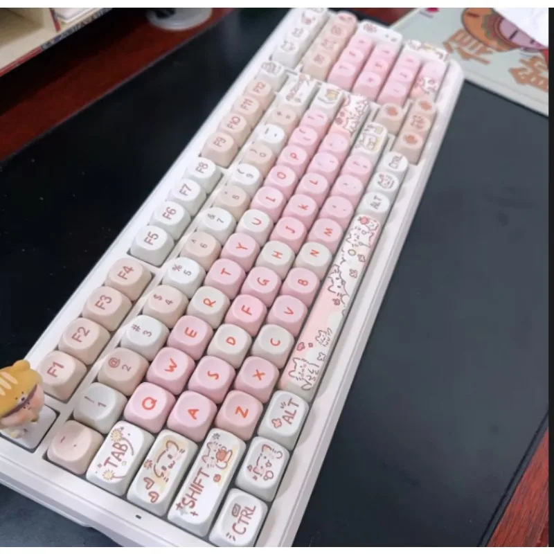 

Колпачок для клавиш Pudding Cat PBT, индивидуальный милый аниме 131, клавиша MOA, высокосублимированный Ace68, механическая клавиатура, колпачок для стрельбы в подарок