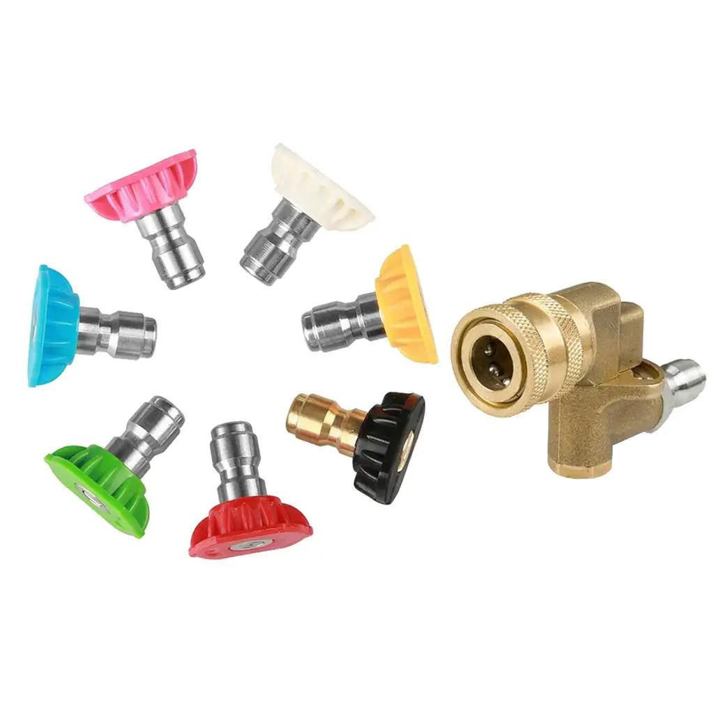 Copper Pressure Washer Nozzle Tip Set 7 Patterns for High Pressure Cleaner Car Wash Garden Water Sprayer