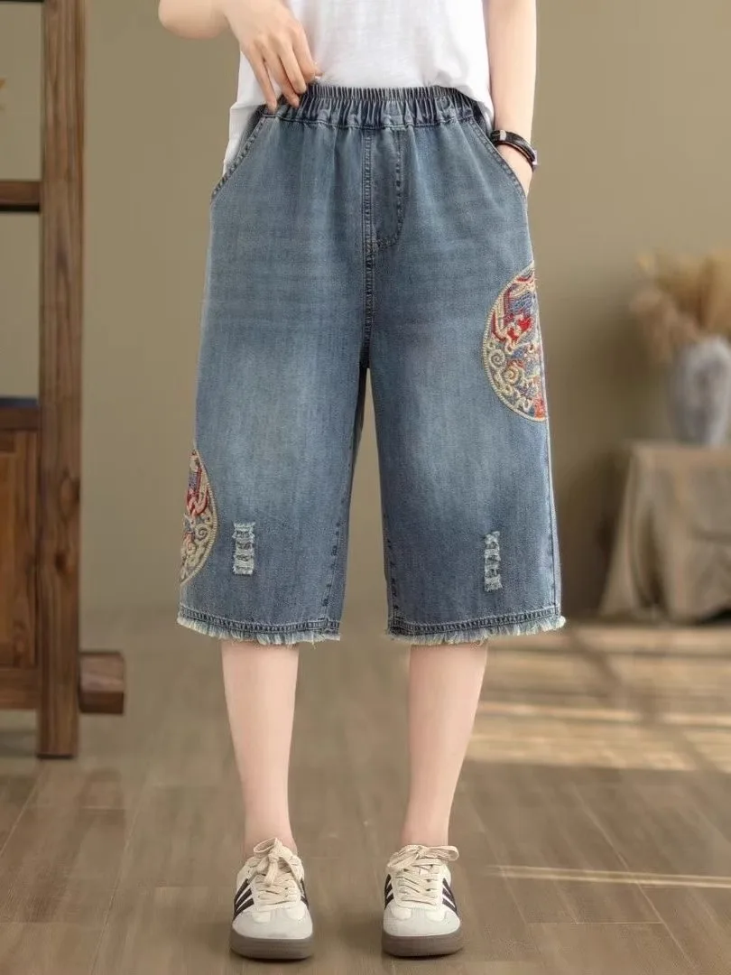 Summer New High Waist Wide Leg Jeans Women's 2026 Loose Straight Seven-Foot Pants Thin Denim Fabric Deep Color