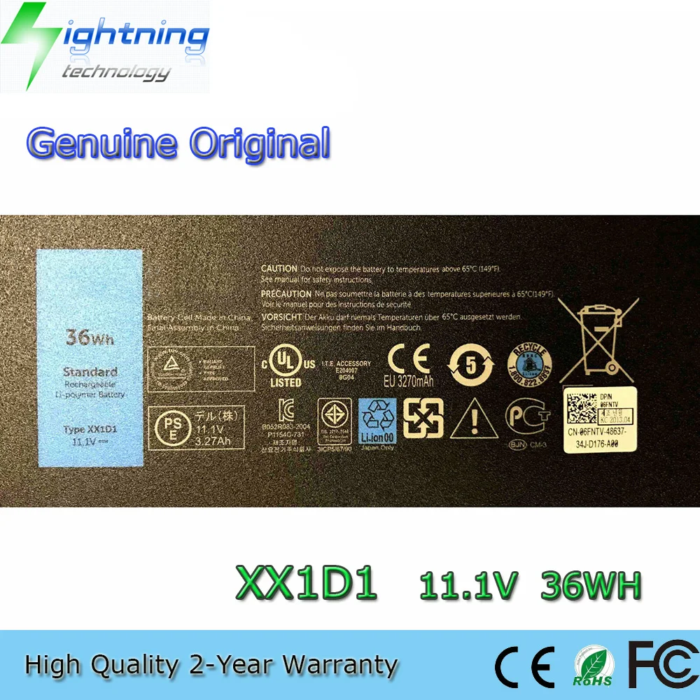 Brand New Genuine Original XX1D1 11.1V 36Wh Laptop Battery for Latitude E6430u E6510u Ultrabook 312-1424 Series 7XHVM 9KGF8