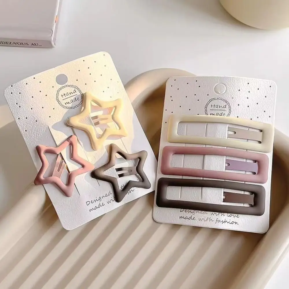

3pc/set Fashion Metal Star Love BB Clip Water Drop Square Y2k Barrettes Hair Accessories Ornament Children
