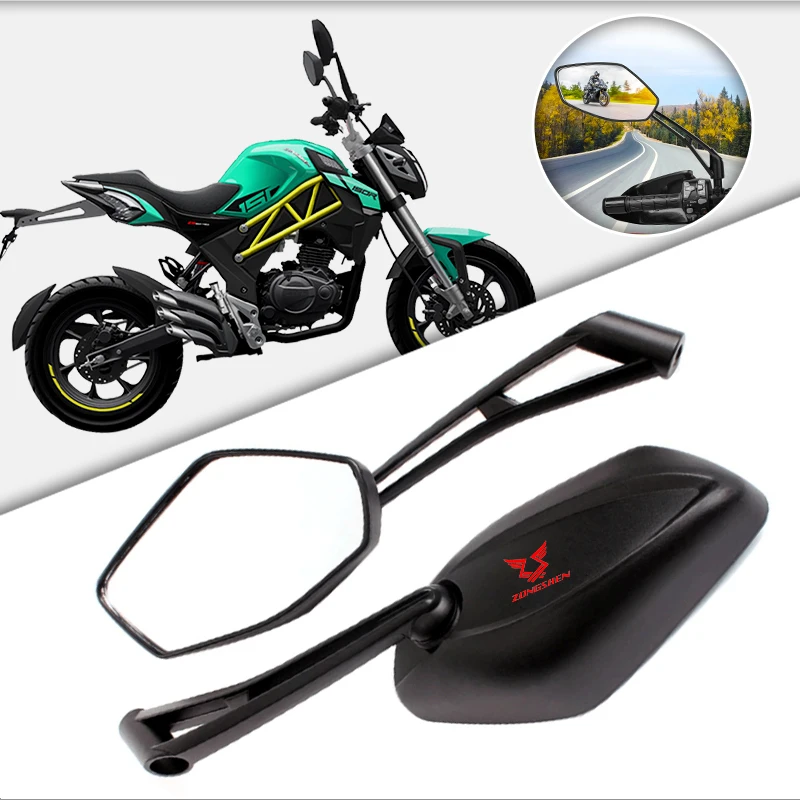 1 Pair Motorcycle Rear Mirror Aluminum Alloy ABS White Glass For Zongshen Zong shen RX125 RX500 SR150 ZS150GY CR500 CB250