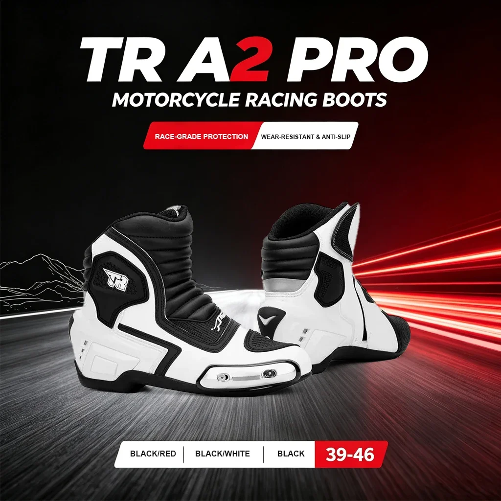 2026  A2 PRO Short Motorcycle Boots Waterproof Four Seasons Road Racing Riding Shoes for Men Women Black Red