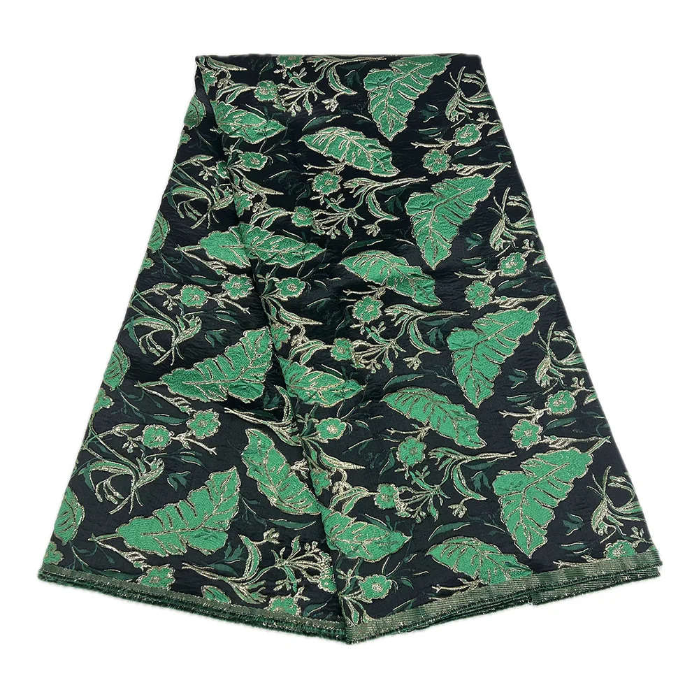 Нигерийская горячая распродажа, парчовый кружевной материал, 5 ярдов, африканский высококачественный позолоченный жаккардовый материал для женщин, свадебные платья, парча