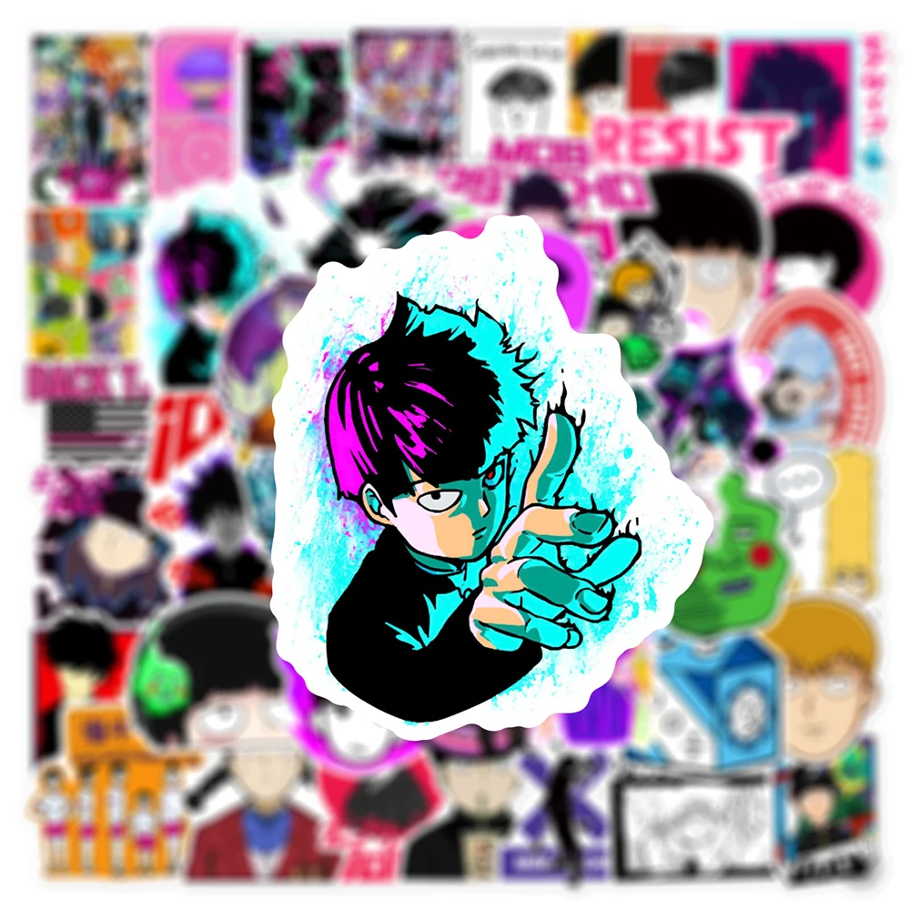 Autocollants classiques Mob Psycho pour enfants, décalcomanies graffiti, jouets de dessin animé, décoration de réfrigérateur d'ordinateur, bricolage, cool, anime, 100, 10 pièces, 30 pièces, 50 pièces