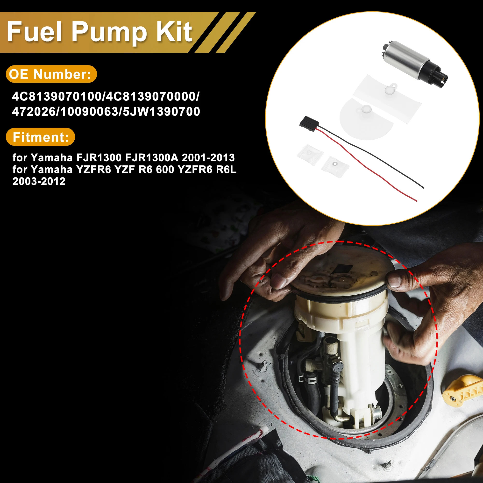 

X Autohaux Fuel Pump for Yamaha FJR1300 Electric Fuel Pumps Set Replaces 4C8139070100