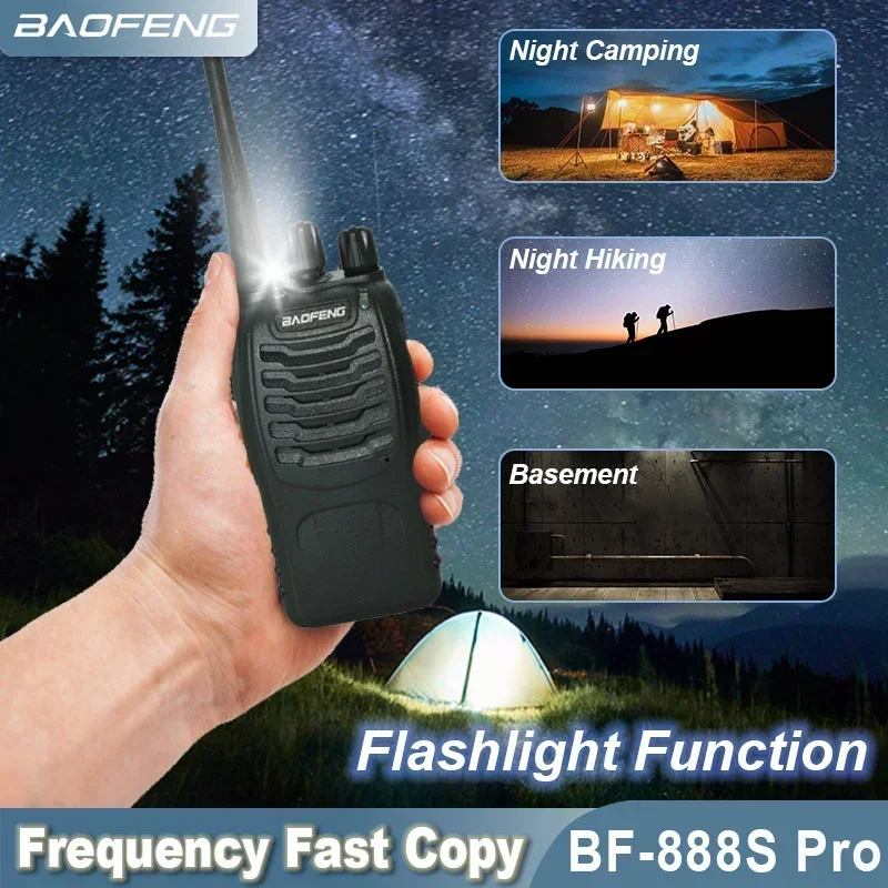 Baofeng BF-888S Pro Walkie Talkie Type USB-C Charging Wireless Frequency Copy 5W UHF 400-470MHz 16 Channels Two Way CB Ham Radio