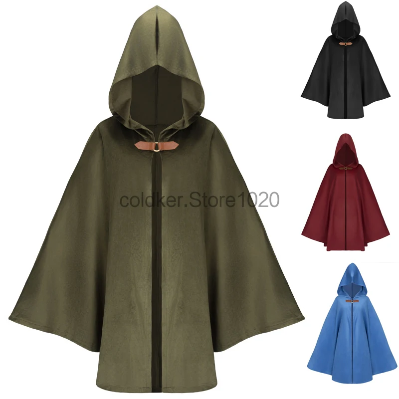 

Короткий плащ с капюшоном в стиле Ренессанс для взрослых, бархатный плащ унисекс на Хэллоуин, лучник, охотник, косплей, накидка, средневековые викторианские костюмы хоббита