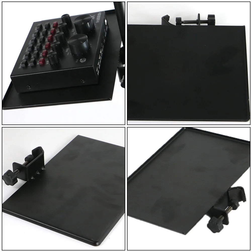 

Microphone Stand Accessory Tray ABS Clamp-on Raised Design Prevent Slips Sponge Pad Sound Tray for Instrument Mic Stand Clip