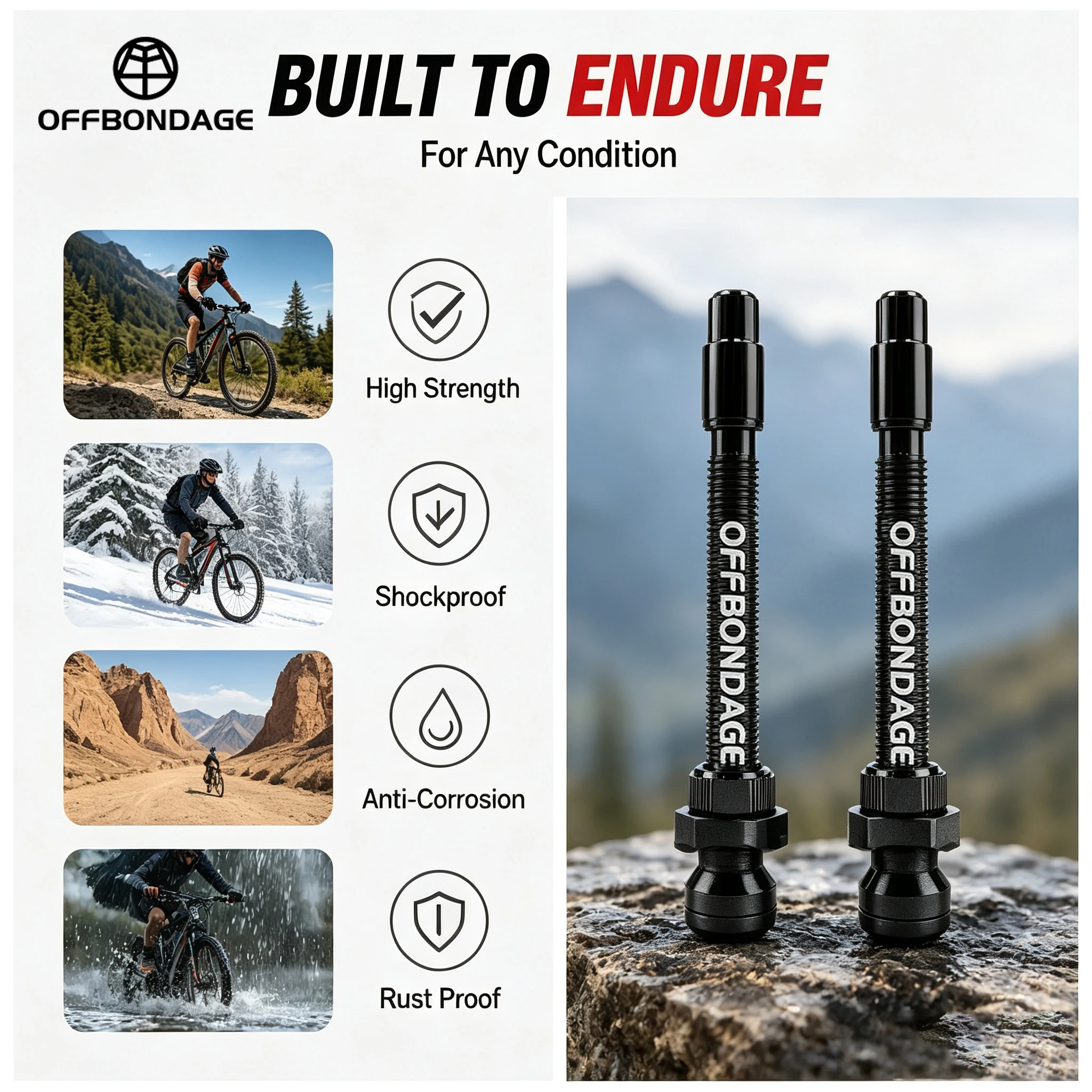 Tubeless Valve Core - OFFBONDAGE Bike Tubeless Valve 45mm 65mm