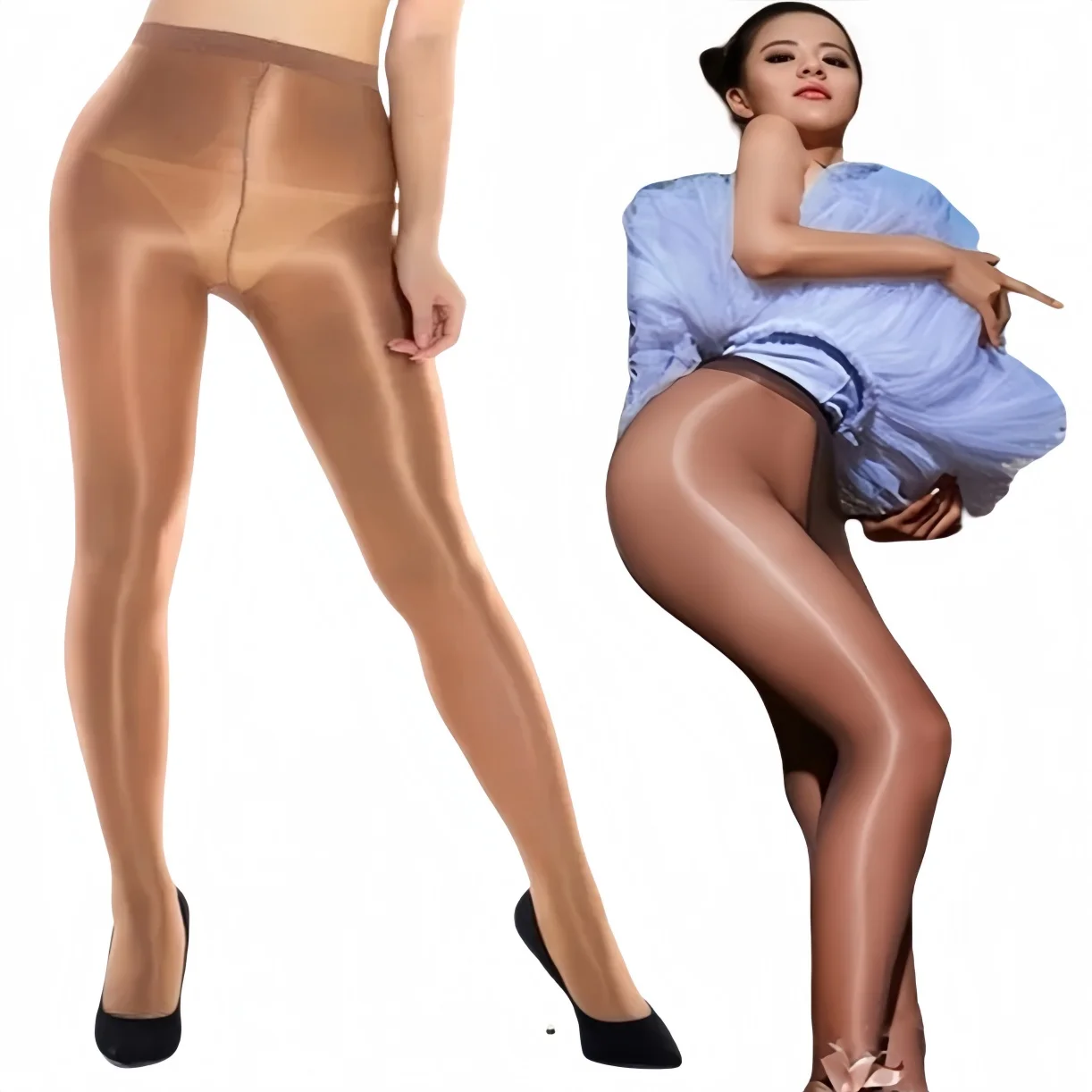 

FREEAUCE 70D Oil Sheer Shaping Stockings Glossy Tights Plus Size 5XL High Waist Leggings Shiny Socks Dance Pantyhose for Women