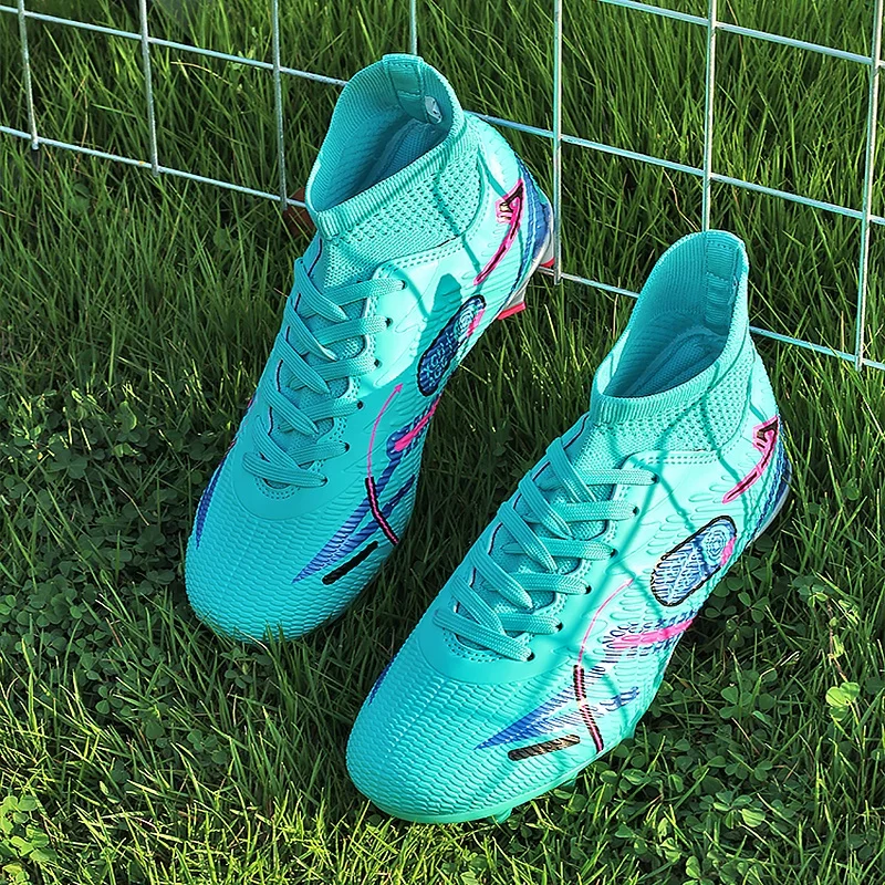 

Fashion Gradient Color Soccer Shoes Durable Studded Sole Shockproof Football Cleats Men Women Outdoor Match Field Sports Boots