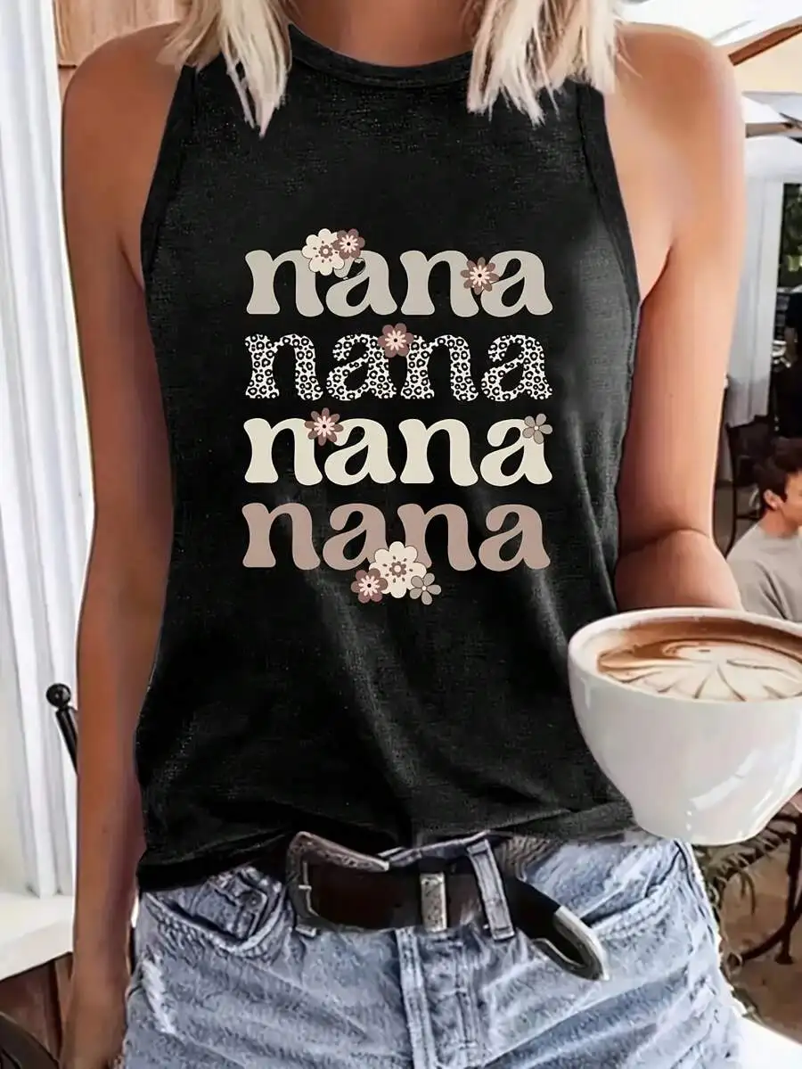 Nana Nana Nana Nana Camiseta sin mangas para mujer, talla grande, cuello redondo, informal, holgada, cómoda, para verano
