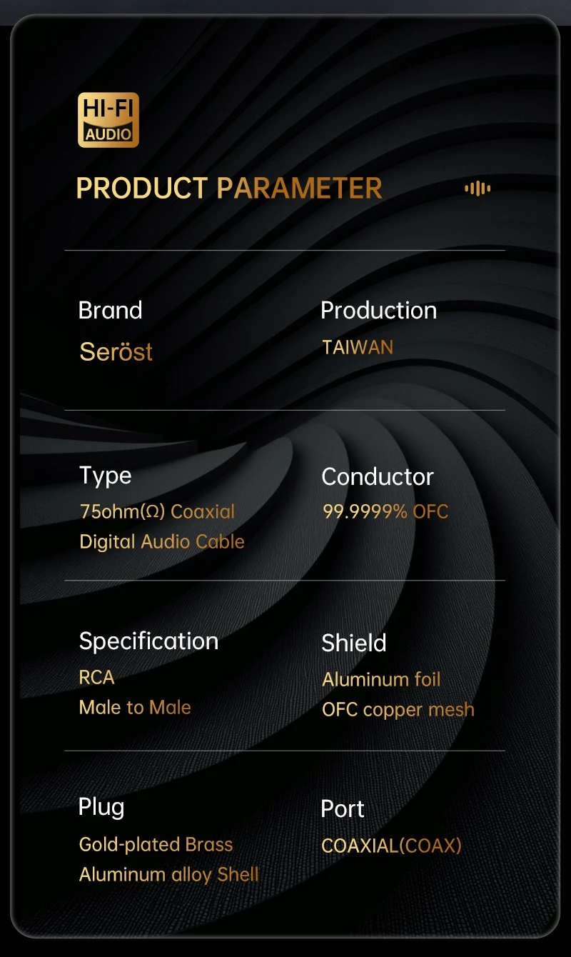 Serost HiFi Sauerstofffreies Kupfer 75 Ohm Digitales Koaxiales Audiokabel 99,9999% OFC für DAC DSP Decoder SPDIF-Schnittstelle – Detail 8