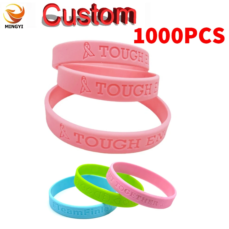 1000PCS Custom Debossed Silicone Bracelets Engraved No Ink fill In Wristband Personalized Band with Logo Text for Events & Sport