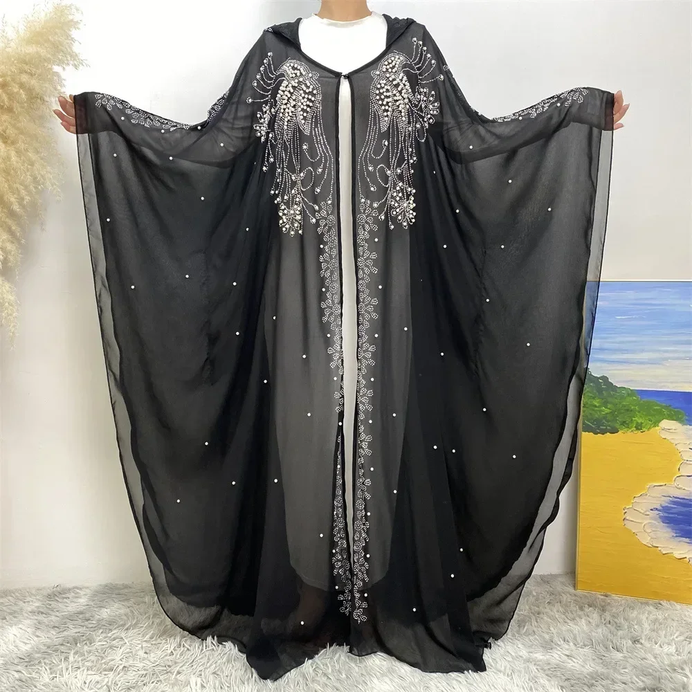 

New Dubai Abaya Long Sleeve Muslim Dress Muslim Dresses Loose Diamond Cardigan Abayas for Women Kaftan Femme Musulman Vestidos