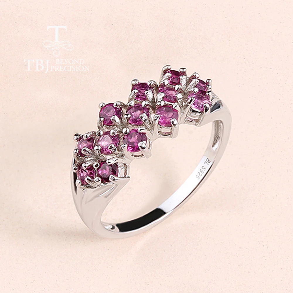 

Light luxury 925 Sterling silver ring natural round 3.0mm Rhodolite garnet real gemstone Elegant fine jewelry for Proposal gifts