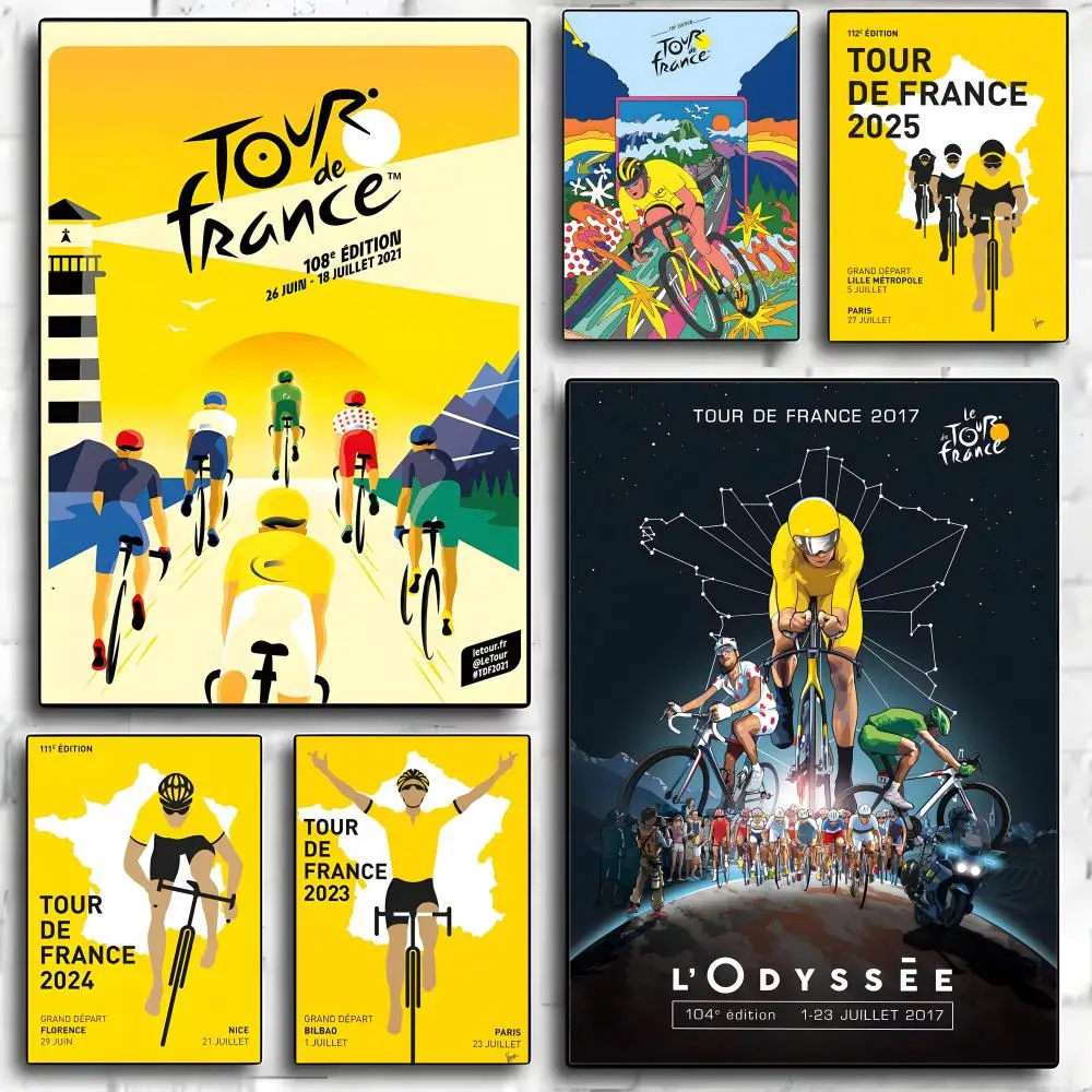 Affiche décorative du Tour de France, autocollants muraux, impression Photo pour la maison, le salon, la décoration du couloir