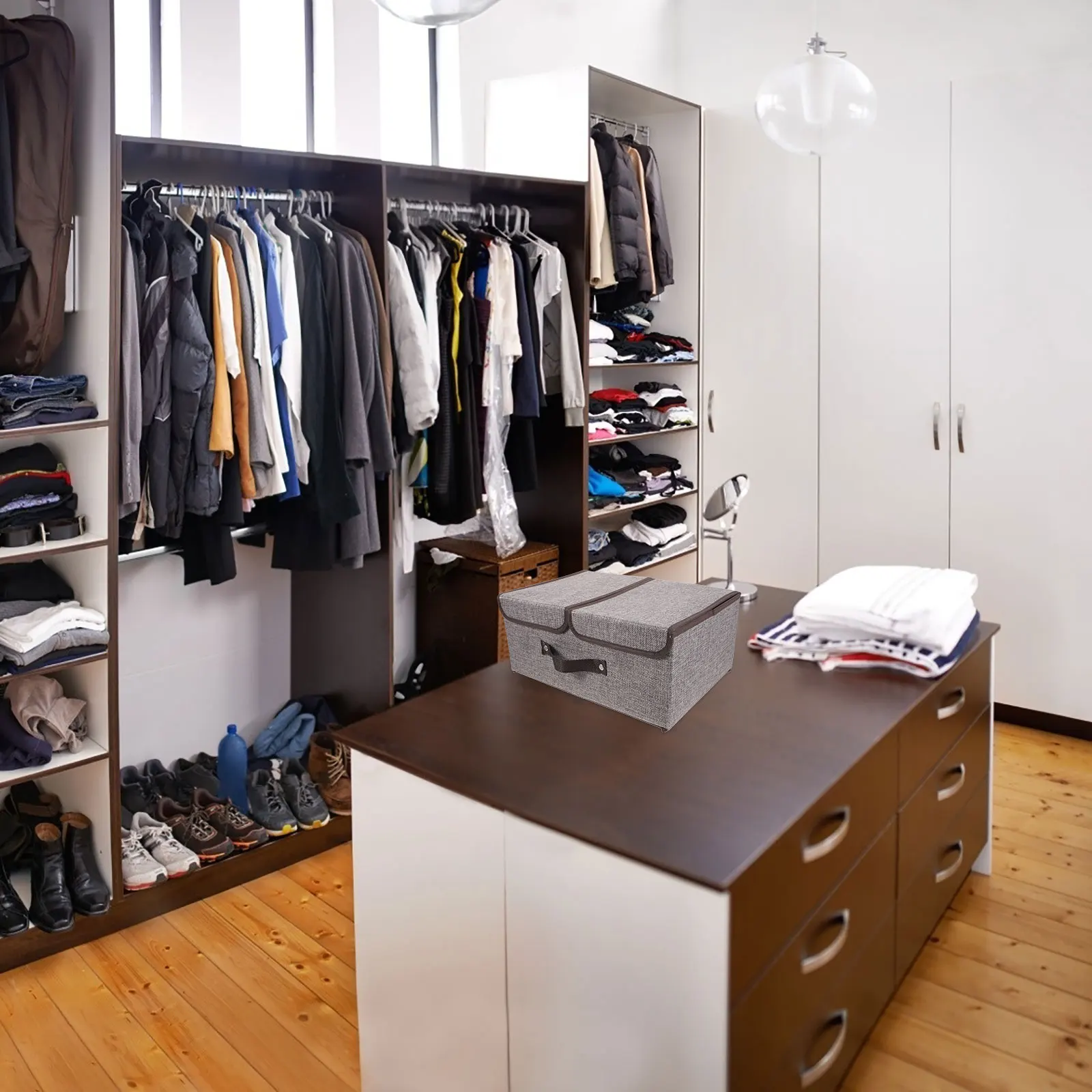 

Foldable Grey Small Clothes ganizer Storage Containers For ganizing Lids Container Bins Bedroom Quilts Shoe Storage